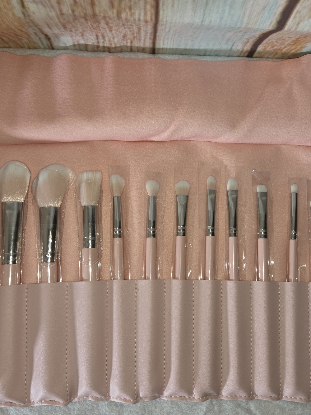 Colourpop Smoke N' Roses Pink 10-Piece Makeup Brush Set with Roll Case